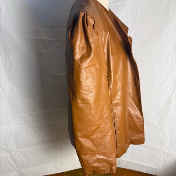 Vintage Assemblage Tan Leather Jacket Casual Style - Picture 3 of 8